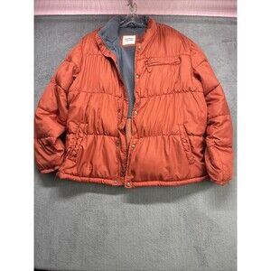 Old Navy Mens XXL Quilted Frost Free Rust Puffer Jacket Coat Fleece Lining